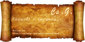 Csiszér Gergely névjegykártya